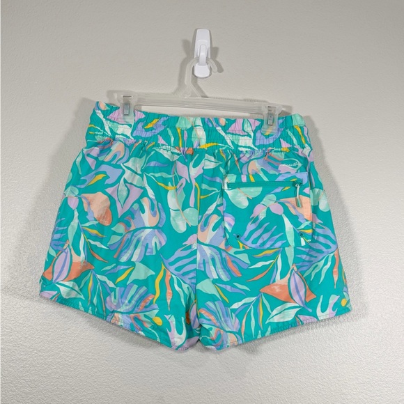Eddie Bauer Shorts Elastic Tropical Teal Multi Athletic Vacation Beach Women M - Picture 7 of 7